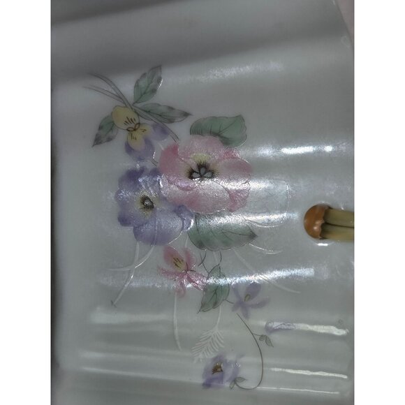 Vintage Russ Porcelain Basket Woven Handle Japan Flowers #4939 Trinket 2-1/4" - Picture 9 of 10